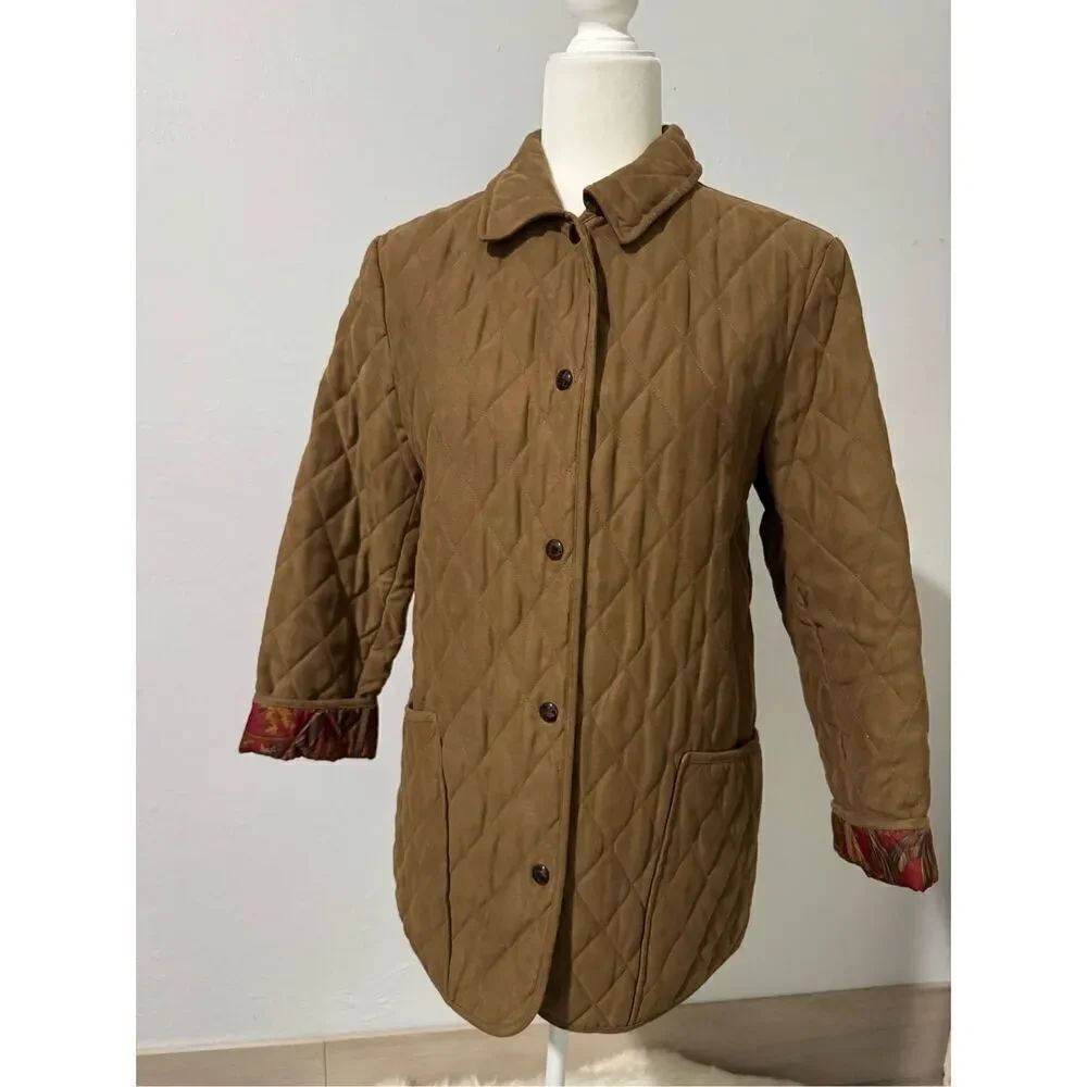 Talbots Barn coat Diamond Quilted snap front SP with pockets